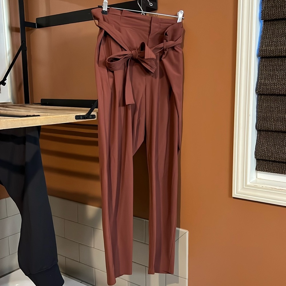 Athleta Skyline Pant II with tie waist. Cognac brown in size 16.